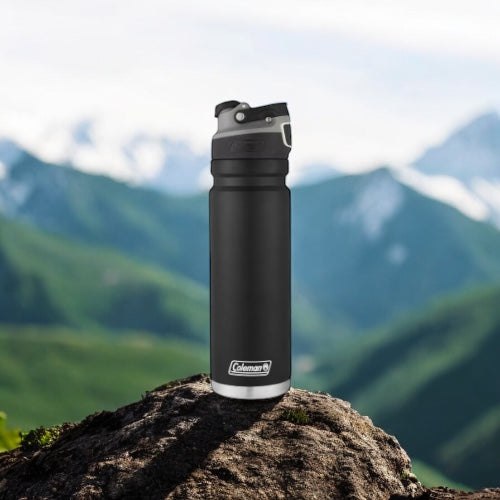 Freeflow Vacuum-Insulated Stainless Steel Water Bottle with Leak-Proof Lid, 24Oz/40Oz Bottle with Button-Operated Lid & Carry Handle, Keeps Drinks Hot or Cold for Hours