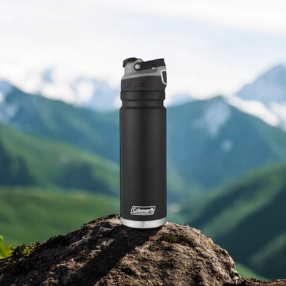 Freeflow Vacuum-Insulated Stainless Steel Water Bottle with Leak-Proof Lid, 24Oz/40Oz Bottle with Button-Operated Lid & Carry Handle, Keeps Drinks Hot or Cold for Hours